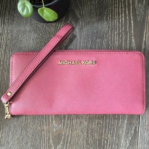 Full size MK pink wristlet wallet